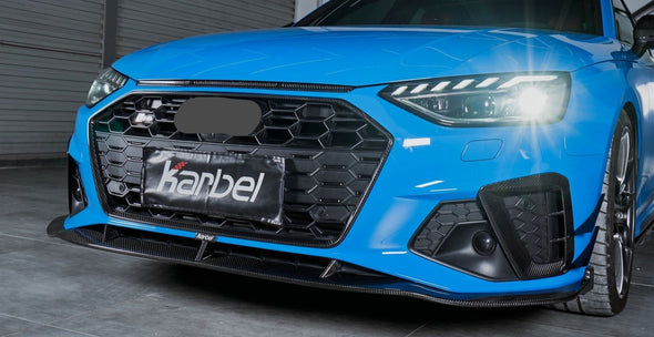 KARBEL CARBON DRY CARBON FIBER FRONT LIP VER.2 FOR AUDI S4 & A4 S LINE 2020-ON B9.5