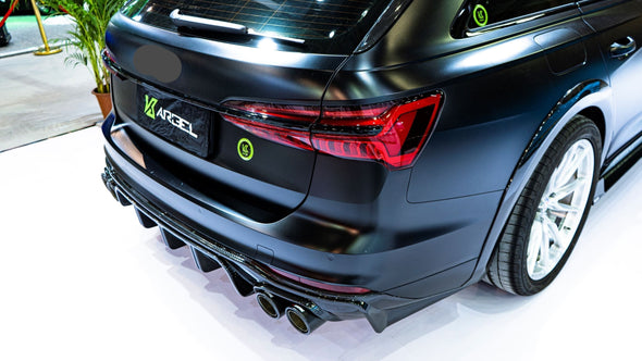 KARBEL CARBON VER.1 CARBON FIBER FULL BODY KIT FOR AUDI A6 ALLROAD C8 2020-ON  Set includes:  Front Lip Front Air Vents Rear Diffuser Roof Spoiler Side Fenders Side Skirts