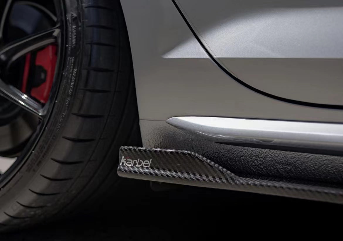 KARBEL CARBON DRY CARBON FIBER SIDE SKIRTS FOR AUDI S4 & A4 S LINE 2017-ON B9 B9.5