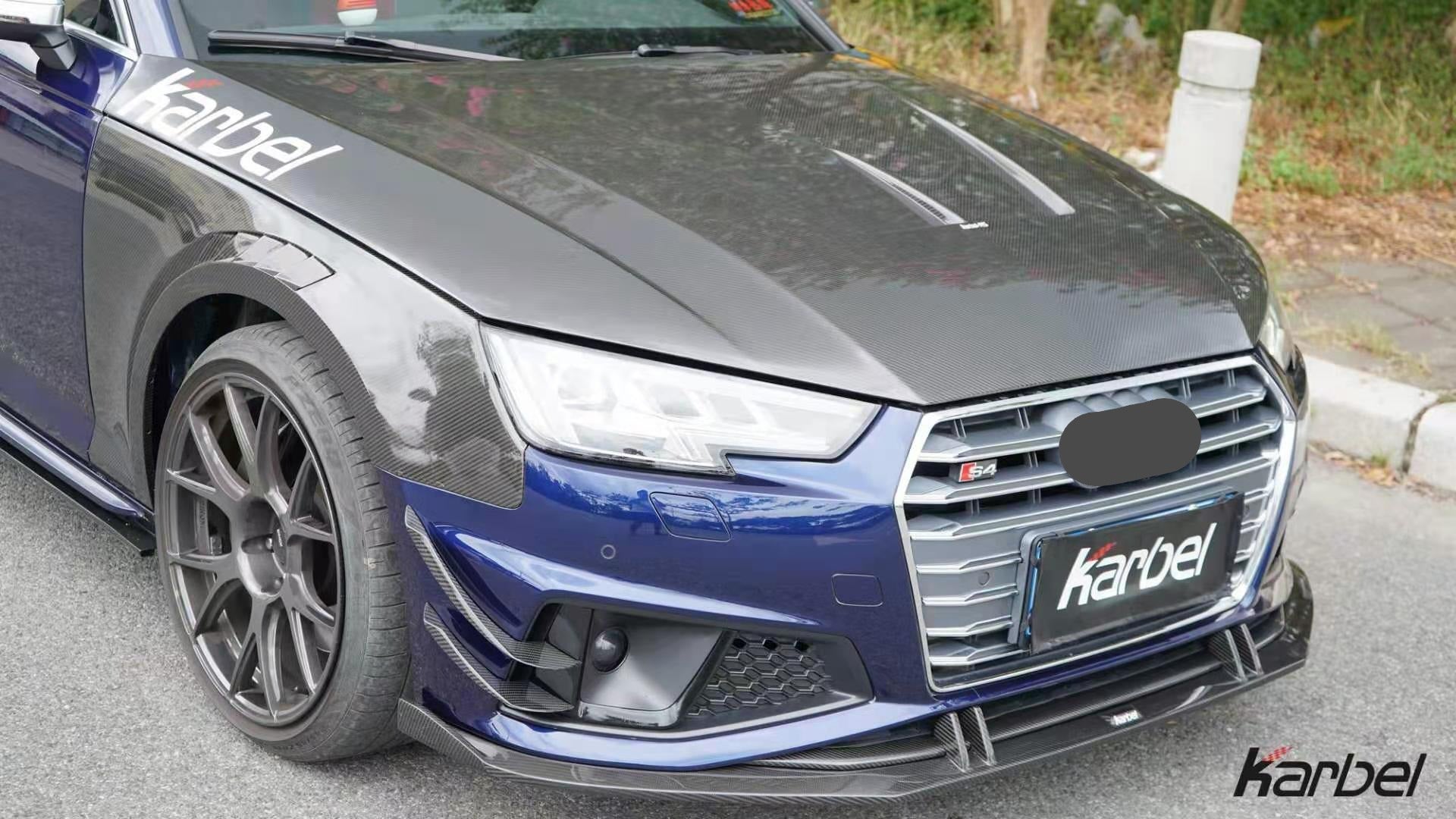 KARBEL CARBON DRY CARBON FIBER DOUBLE-SIDED HOOD BONNET VER.1 FOR AUDI RS4 & S4 & A4 S LINE & A4 & AVENT & ALL ROAD 2017-2021 B9 B9.5