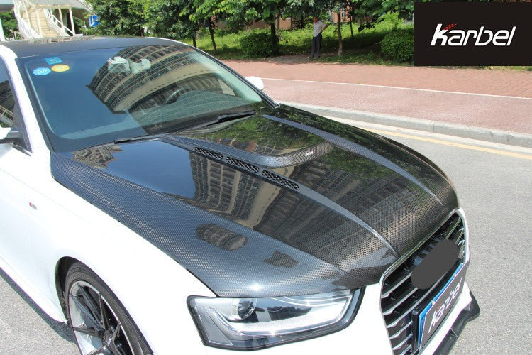 KARBEL CARBON DRY CARBON FIBER DOUBLE-SIDED HOOD BONNET FOR AUDI S4 & A4 S LINE & A4 2013-2016 B8.5
