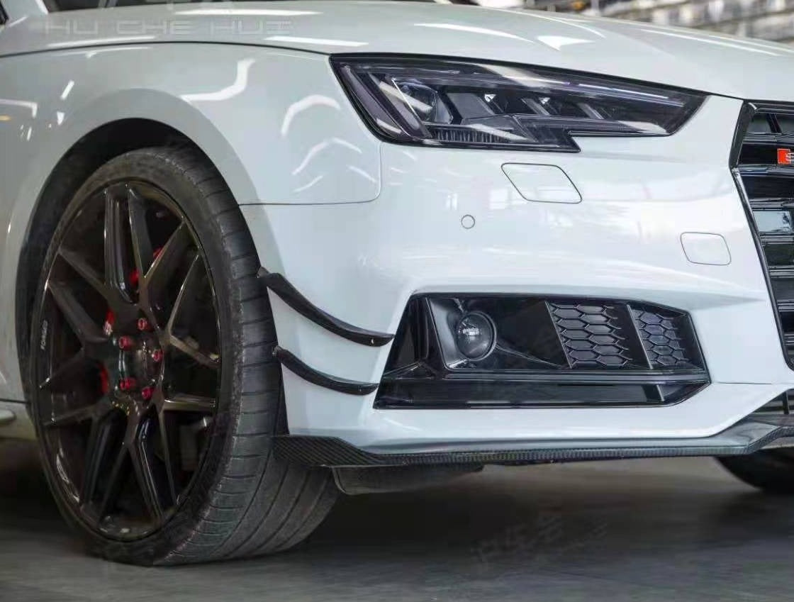 KARBEL CARBON DRY CARBON FIBER FRONT BUMPER CANARDS FOR AUDI S4 & A4 S LINE 2017-2018 B9