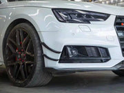 KARBEL CARBON DRY CARBON FIBER FRONT BUMPER CANARDS FOR AUDI S4 & A4 S LINE 2017-2018 B9