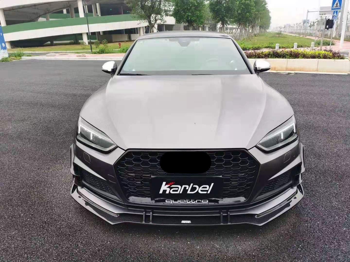 KARBEL CARBON DRY CARBON FIBER FRONT BUMPER CANARDS FOR AUDI S5 & A5 S LINE 2017-2019 B9