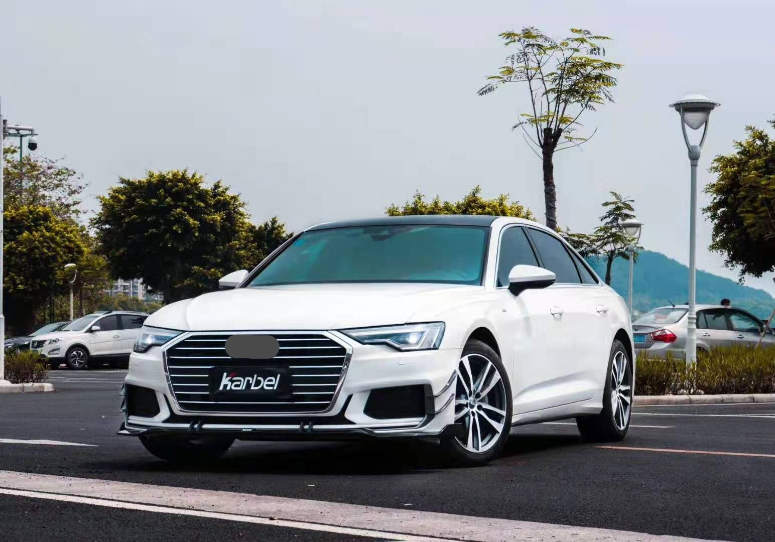 KARBEL CARBON DRY CARBON FIBER FRONT BUMPER CANARDS FOR AUDI S6 & A6 S-LINE & A6 AVANT 2019-ON C8