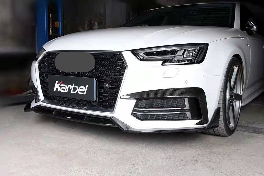KARBEL CARBON DRY CARBON FIBER FRONT BUMPER UPPER VALENCES FOR AUDI S4 & A4 S LINE 2017-2018 B9