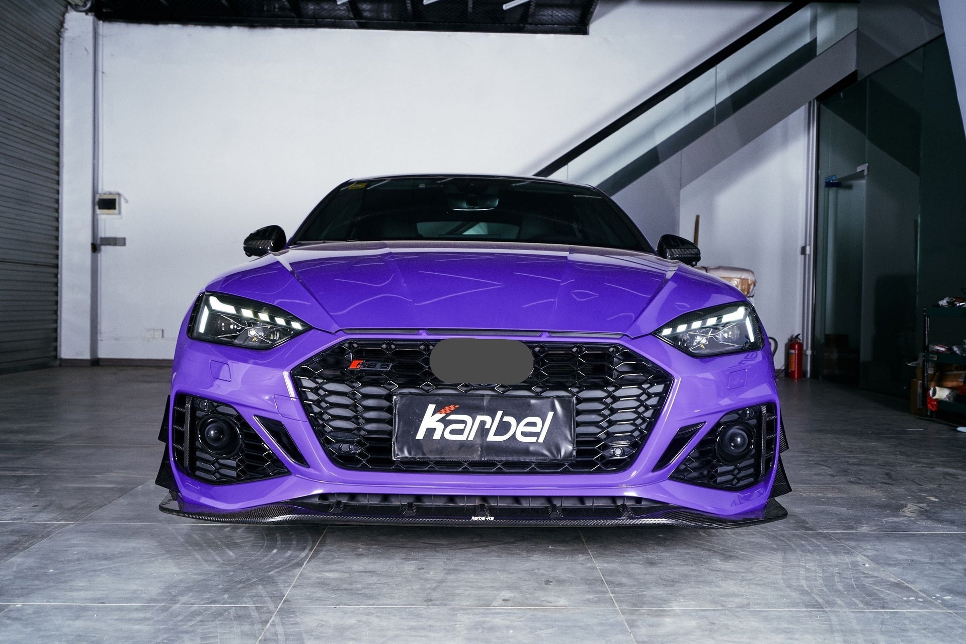 KARBEL CARBON DRY CARBON FIBER FRONT BUMPER CANARDS FOR AUDI RS5 B9.5 2020-ON