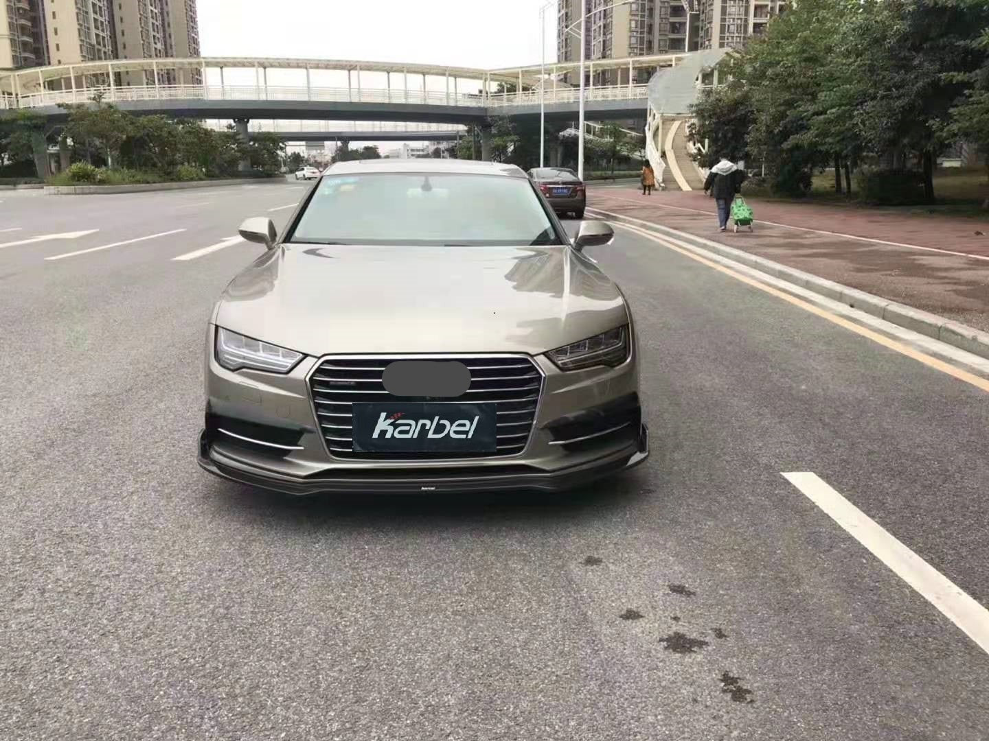 KARBEL CARBON DRY CARBON FIBER FRONT LIP SPLITTER FOR AUDI S7 & A7 S LINE 2016-2018 C7.5