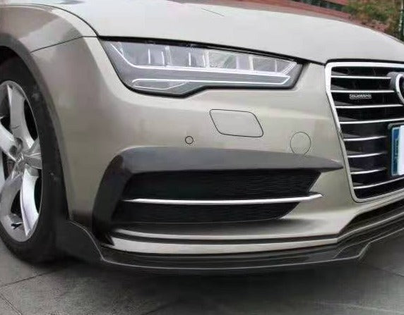 KARBEL CARBON DRY CARBON FIBER FRONT BUMPER UPPER VALENCES FOR AUDI S7 & A7 S LINE 2016-2018 C7.5
