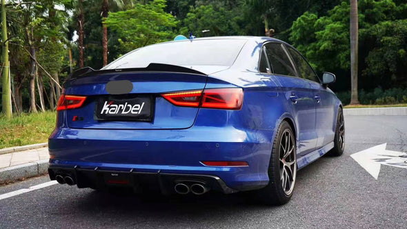 KARBEL CARBON DRY CARBON FIBER REAR SPOILER VER.2 FOR AUDI RS3 2014-2020 A3 & A3 S LINE & S3 2014-2020 SEDAN