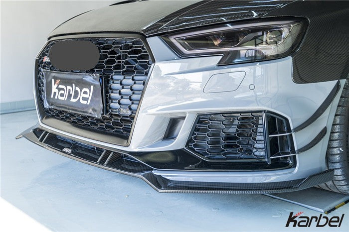 KARBEL CARBON DRY CARBON FIBER FRONT LIP FOR AUDI RS3 2018-2020 B9