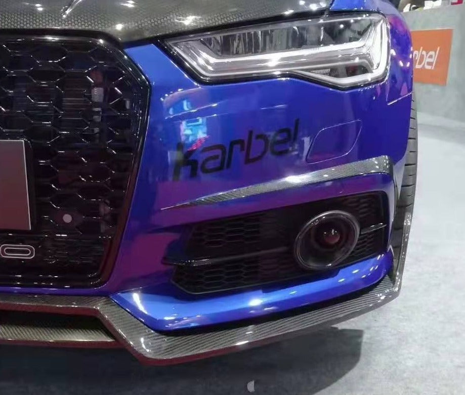 KARBEL CARBON DRY CARBON FIBER FRONT BUMPER UPPER VALENCES FOR AUDI S6 & A6 S-LINE & A6 AVANT 2016-2018 C7.5