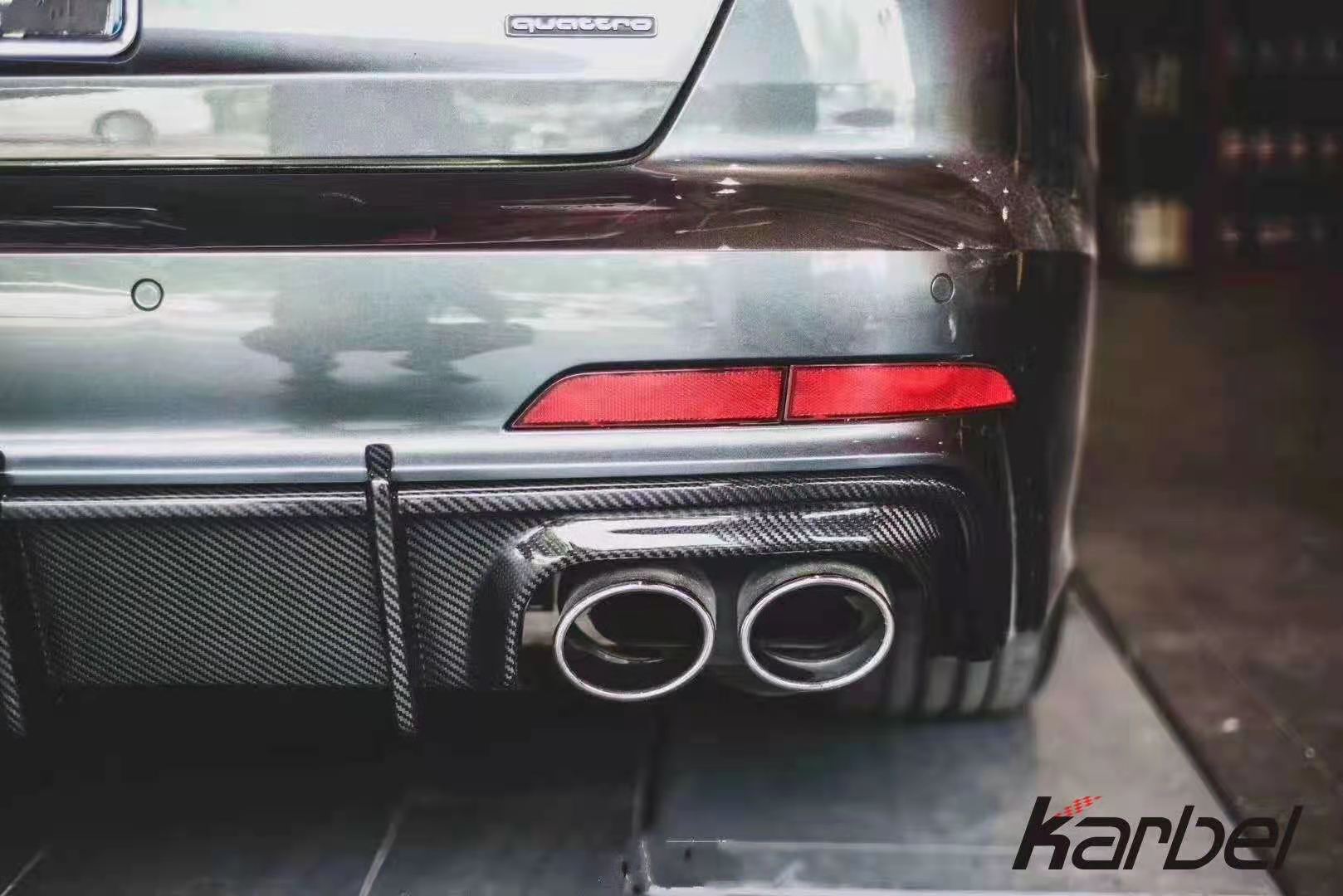 KARBEL CARBON DRY CARBON FIBER REAR DIFFUSER FOR AUDI S6 & A6 S-LINE & A6 AVANT 2019-ON C8