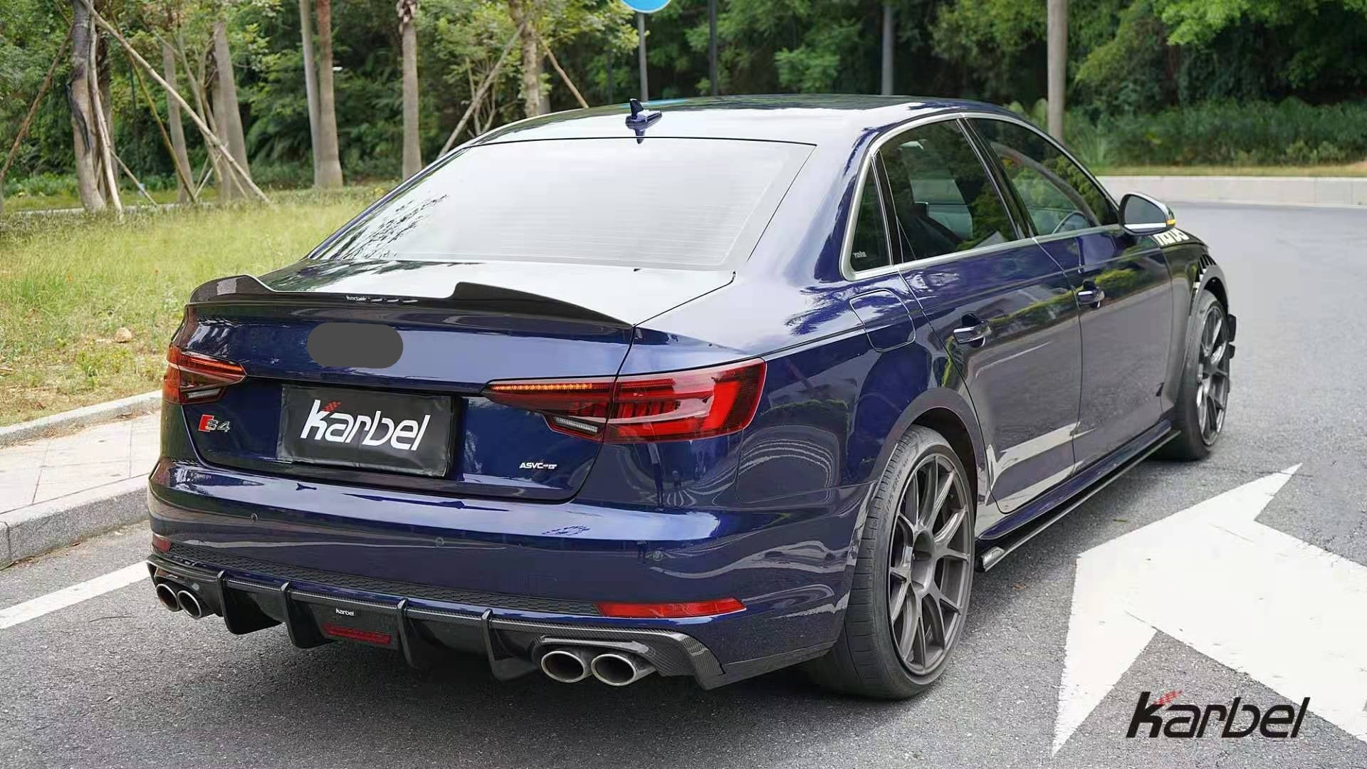 KARBEL CARBON DRY CARBON FIBER REAR SPOILER VER.1 FOR AUDI S4 & A4 S LINE 2017-ON B9 B9.5