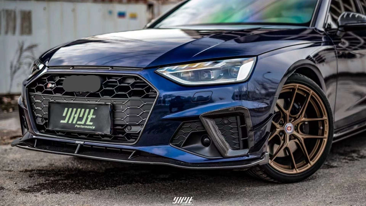 KARBEL CARBON DRY CARBON FIBER FRONT LIP VER.2 FOR AUDI S4 & A4 S LINE 2020-ON B9.5