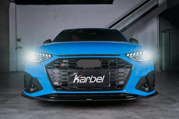 KARBEL CARBON DRY CARBON FIBER FRONT LIP VER.1 FOR AUDI S4 & A4 S LINE 2020-ON B9.5