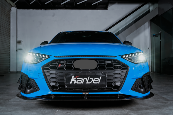 KARBEL CARBON DRY CARBON FIBER FRONT BUMPER CANARDS FOR AUDI S4 & A4 S LINE 2020-ON B9.5