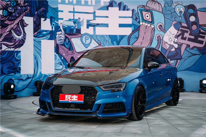 KARBEL CARBON DRY CARBON FIBER DOUBLE-SIDED HOOD BONNET VER.2 FOR AUDI A3 & A3 S LINE & S3 & RS3 2014-2020