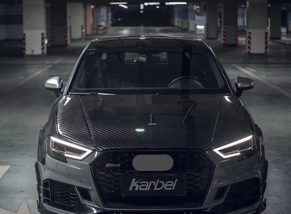KARBEL CARBON DRY CARBON FIBER DOUBLE-SIDED HOOD BONNET VER.2 FOR AUDI A3 & A3 S LINE & S3 & RS3 2014-2020