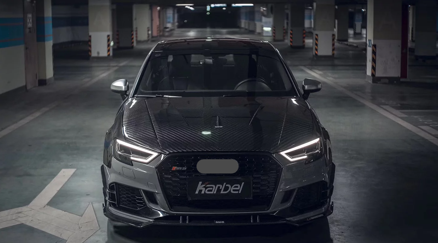 KARBEL CARBON DRY CARBON FIBER DOUBLE-SIDED HOOD BONNET VER.2 FOR AUDI A3 & A3 S LINE & S3 & RS3 2014-2020