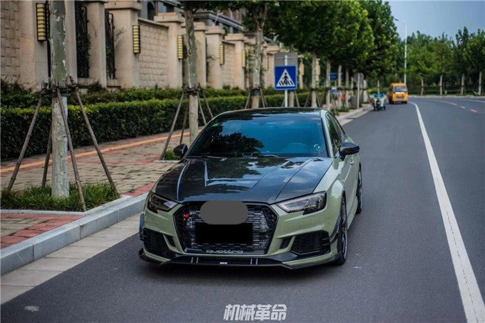 KARBEL CARBON DRY CARBON FIBER DOUBLE-SIDED HOOD BONNET VER.2 FOR AUDI A3 & A3 S LINE & S3 & RS3 2014-2020