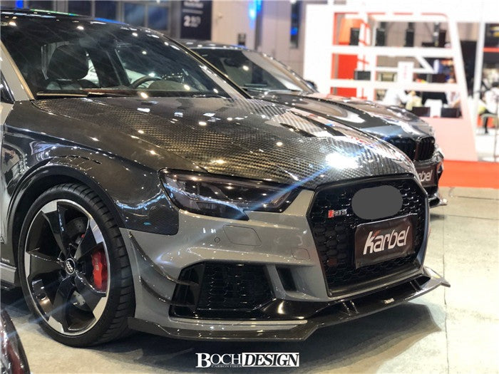 KARBEL CARBON DRY CARBON FIBER DOUBLE-SIDED HOOD BONNET VER.2 FOR AUDI A3 & A3 S LINE & S3 & RS3 2014-2020
