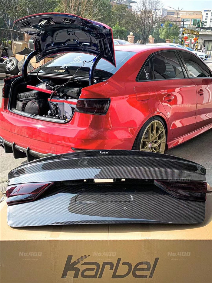 KARBEL CARBON DRY CARBON FIBER DUCKTAIL REAR TRUNK LID FOR AUDI A3 & A3 S LINE & S3 & RS3 2014-2020 SEDAN