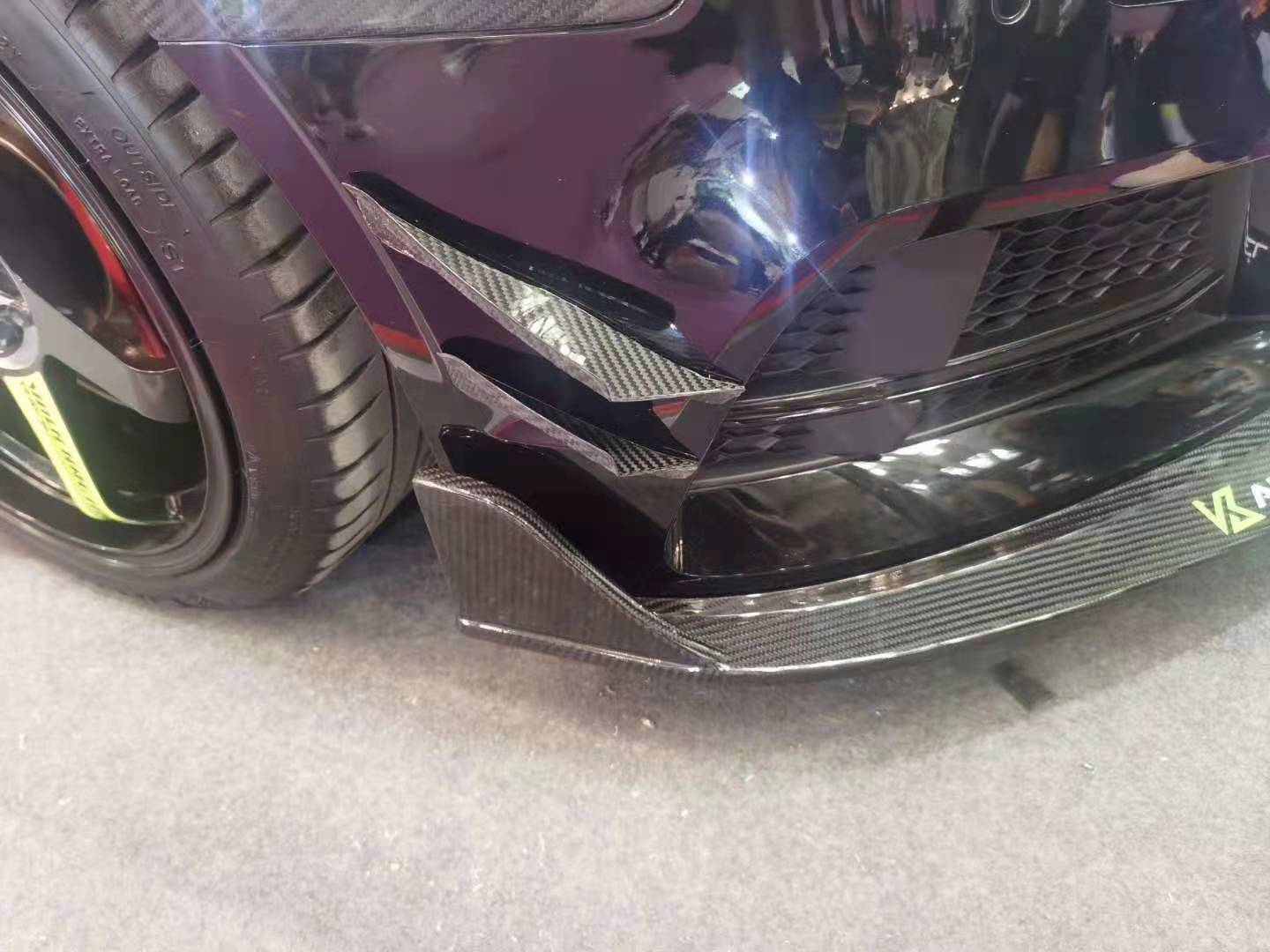 KARBEL CARBON DRY CARBON FIBER FRONT BUMPER CANARDS FOR AUDI A3 S LINE & S3 2017-2020 SEDAN