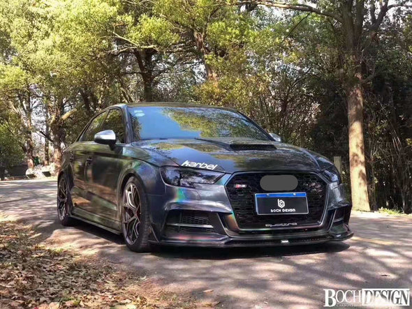 KARBEL CARBON DRY CARBON FIBER FRONT BUMPER UPPER VALENCES FOR AUDI A3 S LINE & S3 2017-2020 SEDAN