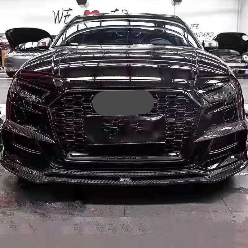 KARBEL CARBON DRY CARBON FIBER FRONT BUMPER UPPER VALENCES FOR AUDI A3 S LINE & S3 2017-2020 SEDAN