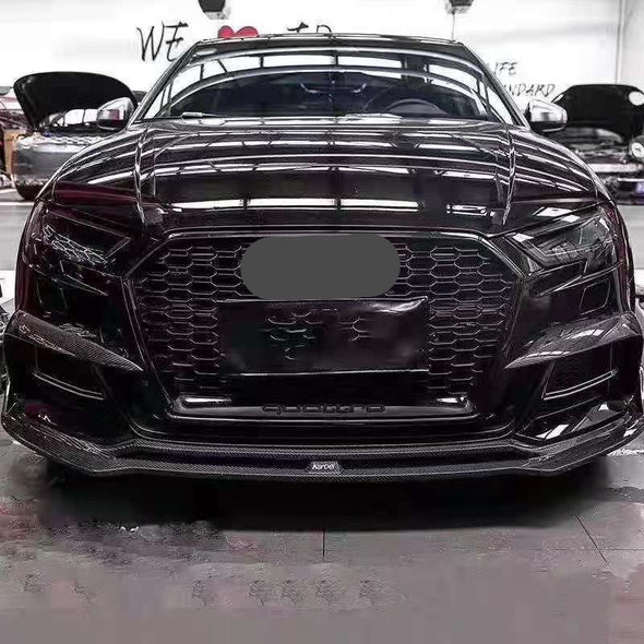KARBEL CARBON DRY CARBON FIBER FRONT BUMPER UPPER VALENCES FOR AUDI A3 S LINE & S3 2017-2020 SEDAN