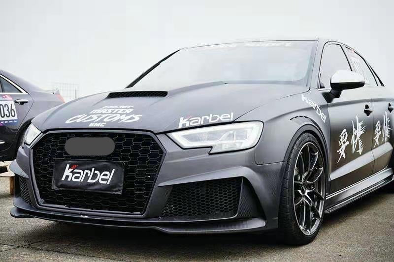 KARBEL CARBON DRY CARBON FIBER RS3 STYLE FRONT BUMPER FOR AUDI A3 & A3 S LINE & S3 2017-2020
