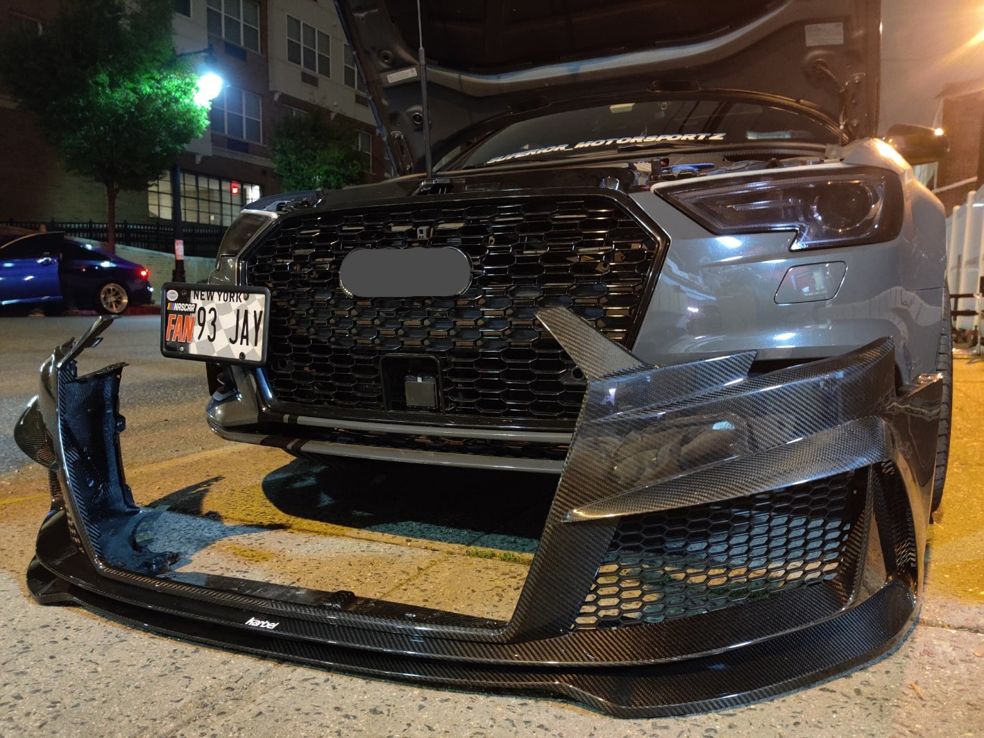 KARBEL CARBON DRY CARBON FIBER RS3 STYLE FRONT BUMPER FOR AUDI A3 & A3 S LINE & S3 2017-2020
