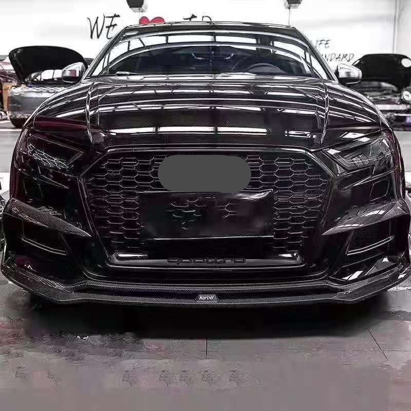 KARBEL CARBON DRY CARBON FIBER FRONT LIP VER.1 FOR AUDI A3 S LINE & S3 2017-2020 SEDAN