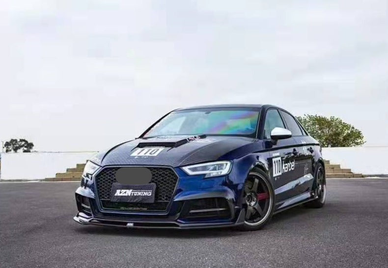 KARBEL CARBON DRY CARBON FIBER FRONT LIP VER.1 FOR AUDI A3 S LINE & S3 2017-2020 SEDAN