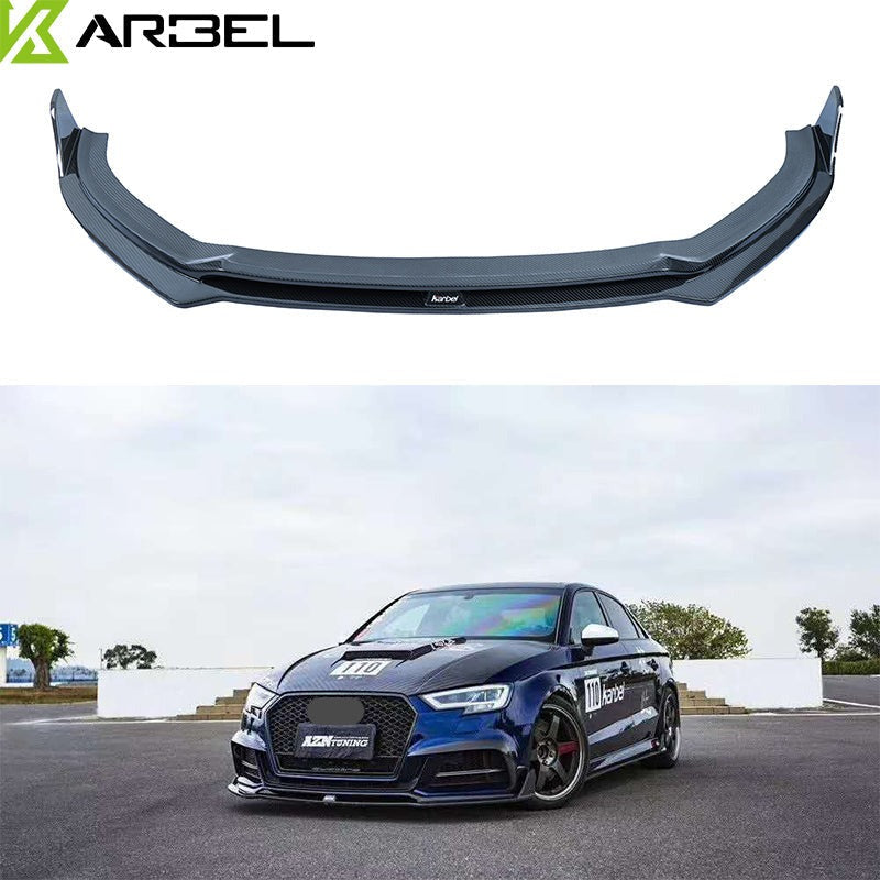 KARBEL CARBON DRY CARBON FIBER FRONT LIP VER.1 FOR AUDI A3 S LINE & S3 2017-2020 SEDAN