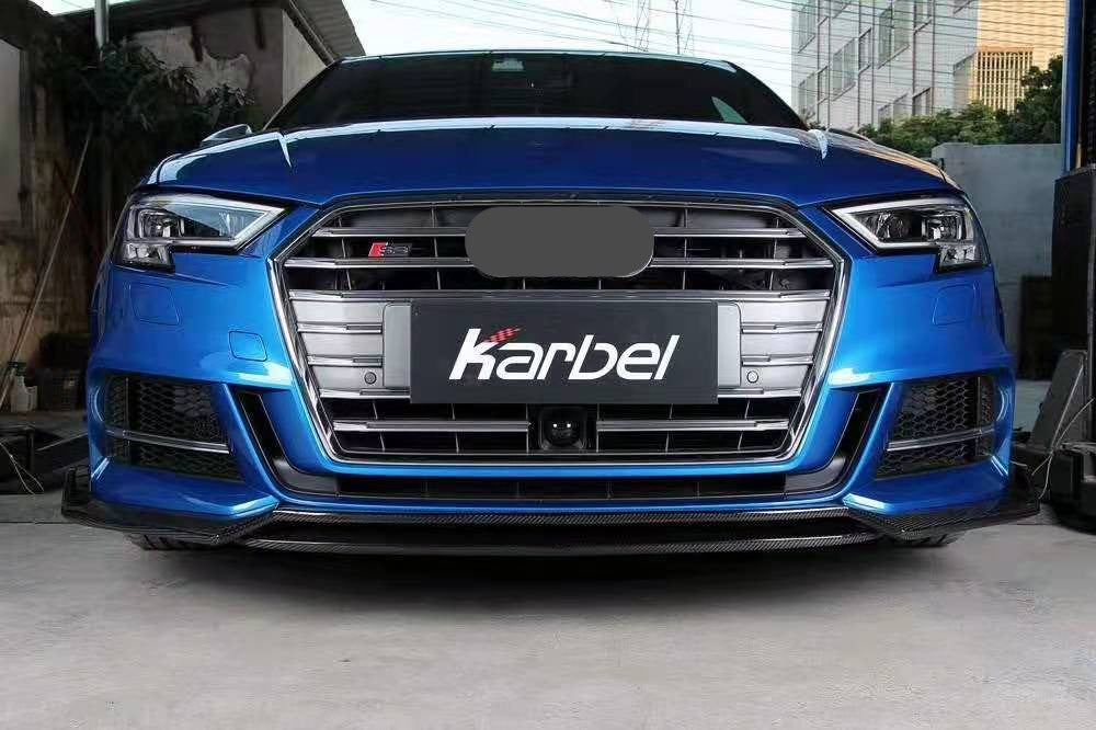 KARBEL CARBON DRY CARBON FIBER FRONT LIP VER.2 FOR AUDI A3 S LINE & S3 2017-2020 SEDAN