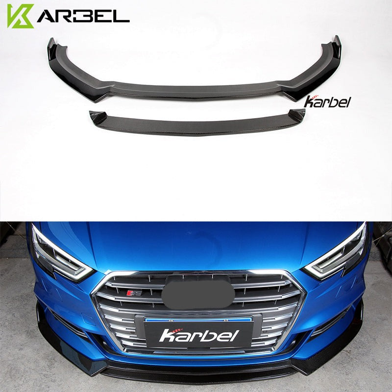 KARBEL CARBON DRY CARBON FIBER FRONT LIP VER.2 FOR AUDI A3 S LINE & S3 2017-2020 SEDAN