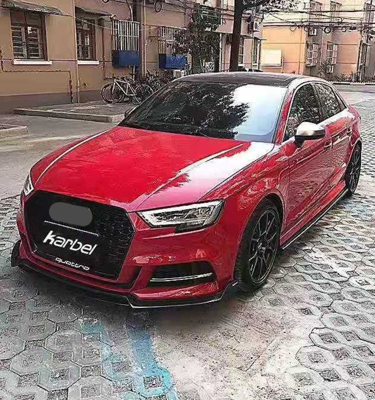 KARBEL CARBON DRY CARBON FIBER FRONT LIP VER.2 FOR AUDI A3 S LINE & S3 2017-2020 SEDAN