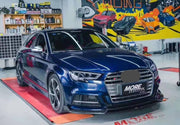 KARBEL CARBON DRY CARBON FIBER FRONT LIP VER.2 FOR AUDI A3 S LINE & S3 2017-2020 SEDAN