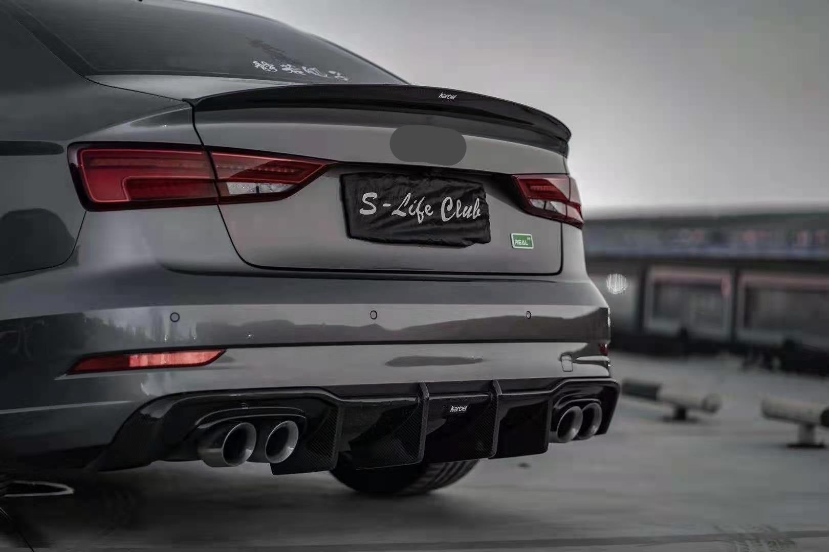 KARBEL DRY CARBON FIBER REAR DIFFUSER FOR AUDI A3 S LINE & S3 2017-2020 SEDAN