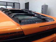 MANSORY CARBON REAR TRUNK ENGINE HOOD BONNET COVER for LAMBORGHINI HURACAN LP610 LP 580 2014-2020  Set include:  Carbon rear engine cover frame Tempered glass panels 3 pcs Production time: 15 days  Material: Real CARBON FIBER with GLASS  IMPORTANT: When purchase, please inform us if you want a gloss or matte carbon finish  NOTE: Professional installation is required. NOT COMPATIBLE with SPYDER