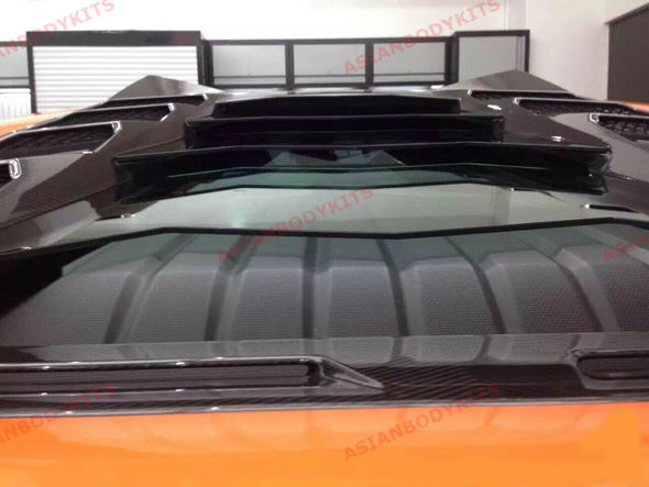 MANSORY CARBON REAR TRUNK ENGINE HOOD BONNET COVER for LAMBORGHINI HURACAN LP610 LP 580 2014-2020  Set include:  Carbon rear engine cover frame Tempered glass panels 3 pcs Production time: 15 days  Material: Real CARBON FIBER with GLASS  IMPORTANT: When purchase, please inform us if you want a gloss or matte carbon finish  NOTE: Professional installation is required. NOT COMPATIBLE with SPYDER
