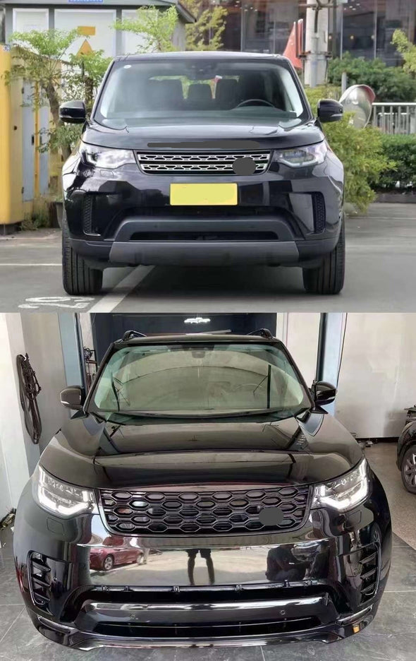 CONVERSION BODY KIT for LAND ROVER DISCOVERY 5 2016 - 2020 to 2021+  Set includes:  Front Bumper Front Bumper LED Lights Front Grille Front Air Vents Roof Spoiler Rear Bumper Rear Bumper LED Lights