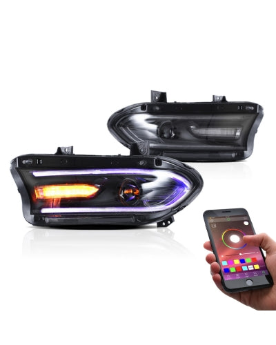 RGB Led Headlights Fit For 2015-2020 Dodge Charger