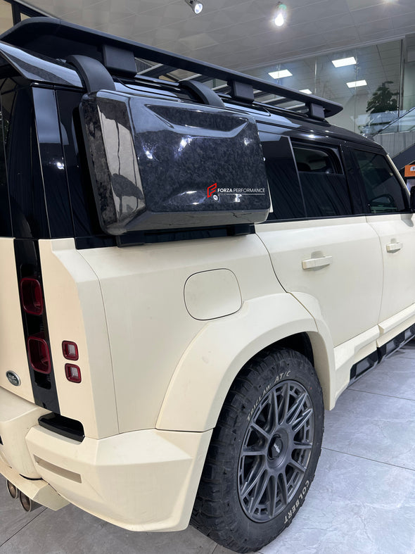 WIDE BODY KIT for LAND ROVER DEFENDER 2021+  Set includes:  Front Bumper Rear Bumper Side Fenders Side Skirts Front Grille Roof LED Bar Dry Carbon Hood with Glass Roof Spoiler Side Skirts