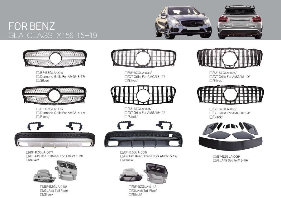 BODY KIT for Mercedes-Benz GLA Class X156 2015-2019 Diamond Grille, GL ...