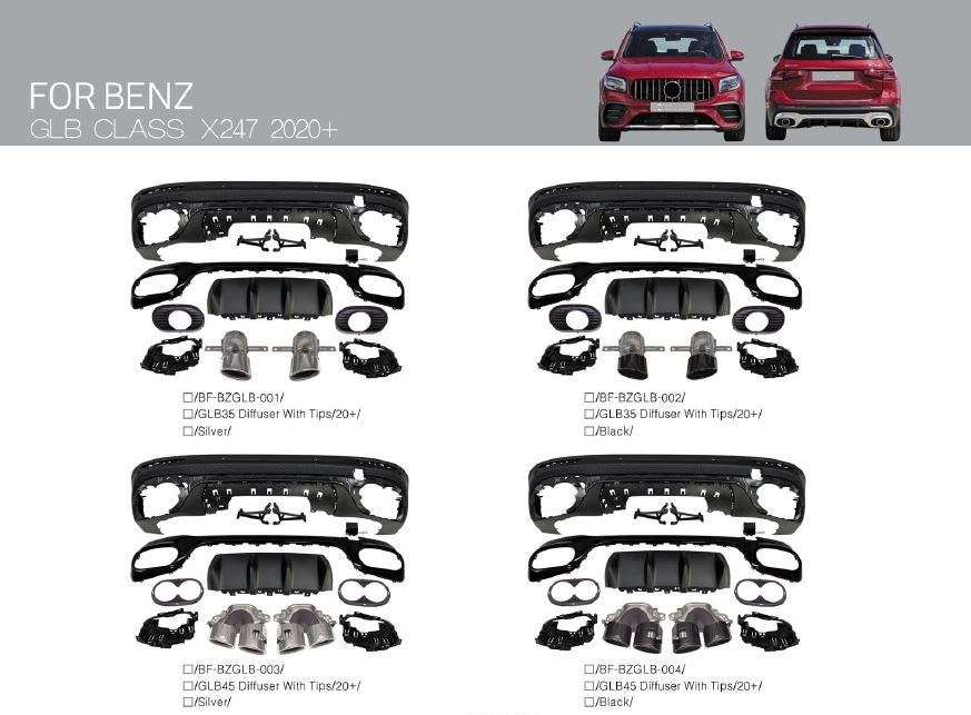 MERCEDES-BENS--GLB-X247-AMG-KIT-REAR-FRONT-BUMPER-DUFFUSER-AERO-FACELIFT-2015-2020-2022-CARBON-SPOILER