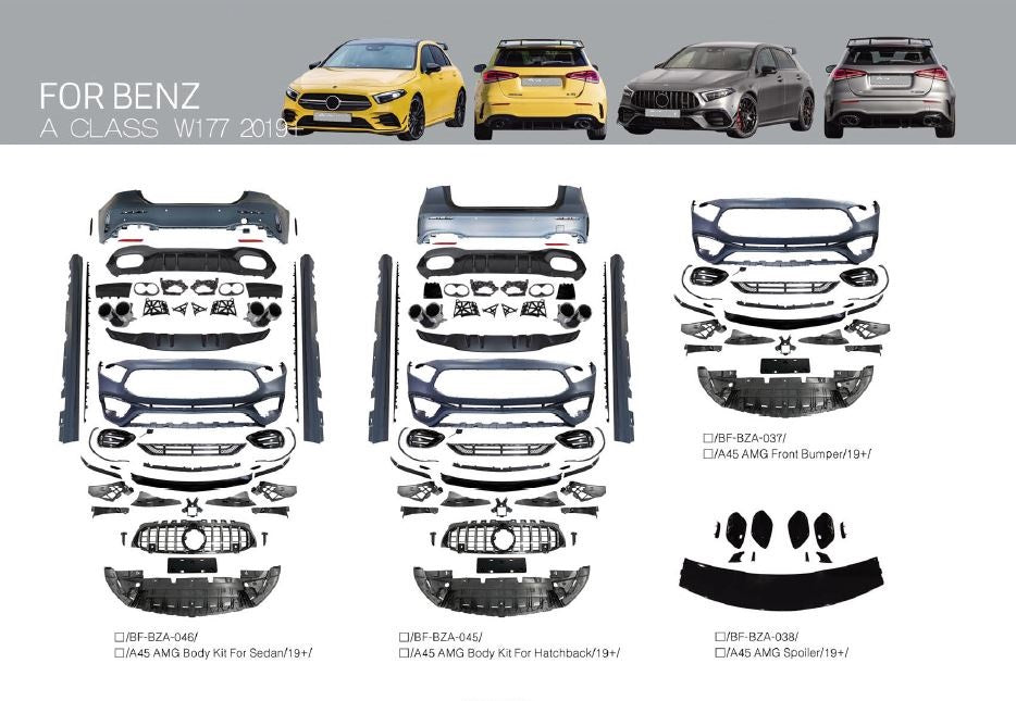 MERCEDES-BENZ-A-CLASS-W177-2019-2020-BODY-KIT-SPORT-REAR-FRONT-DIFFUSER-LIP-SPOILER-AMG-BRABUS-GRILLE-AERO-KIT-TAIL-PIPE