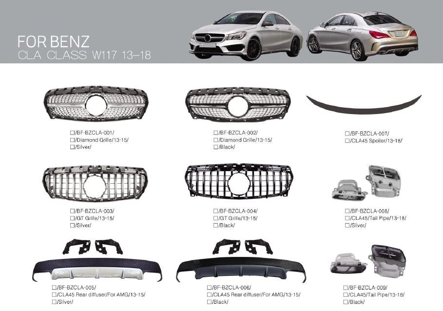 MERCEDES-BENZ-claA-CLASS-W117-2013-2018-2020-BODY-KIT-SPORT-REAR-FRONT-DIFFUSER-LIP-SPOILER-AMG-BRABUS-GRILLE-AERO-KIT-TAIL-PIPE